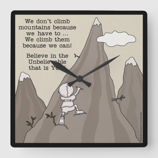 登山家 スクエア壁時計 (正面)