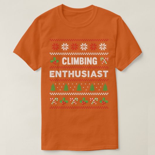 登山愛好家の醜いクリスマスセーターの贈り物 Tシャツ (デザイン正面)