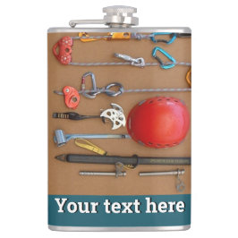 登山用キット、ヘルメット、ロープ、カラビナー フラスク