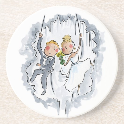 登山結婚夫婦 コースター (正面)
