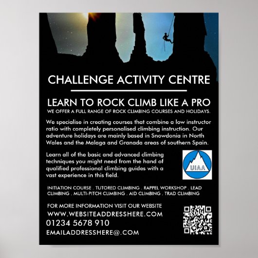 登山者シルエット、ハイキング、登山広告 ポスター (正面)