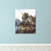 登山道を守るライフル人(カール・レッシング) キャンバスプリント (インサイチュ (ウッドフロア))