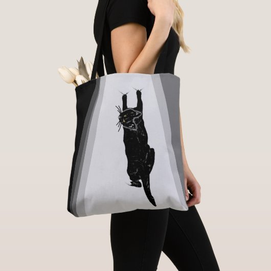 登山黒猫 トートバッグ (クローズアップ)
