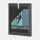 登山 – 重力は神話 ガラスオーナメント (正面左)