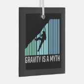 登山 – 重力は神話 ガラスオーナメント (正面右)