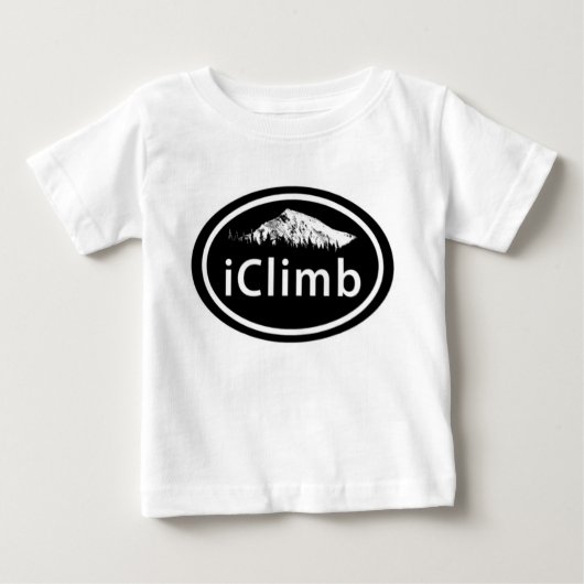 登山"iClimb"オーバルマウンテンラベルベビーTシャツ ベビーTシャツ (正面)