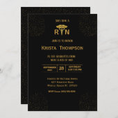 登録エレガントナース卒業黒金ゴールド請求書 招待状 (正面/裏面)