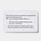 登録セラピードッグ – ブライトブルーバッジ バッジ (裏面)