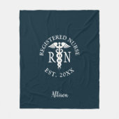 登録ナースの卒業青カスタマイズ名 フリースブランケット (正面)