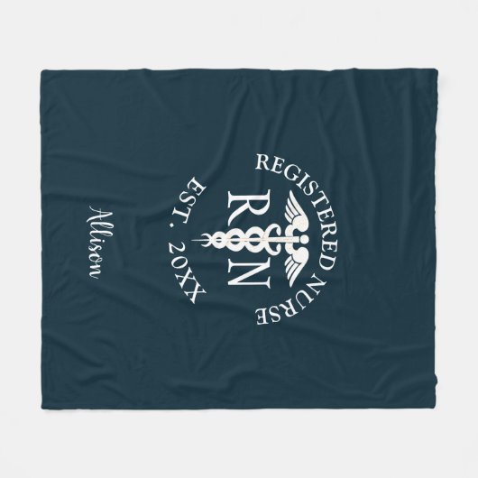 登録ナースの卒業青カスタマイズ名 フリースブランケット (正面(横))