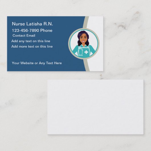 登録ナースアフリカ系アメリカテーマ 名刺 (正面/裏面)