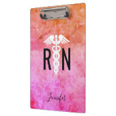登録ナースカデュースピンクオレンジ水彩 クリップボード (左)