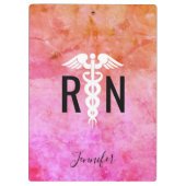 登録ナースカデュースピンクオレンジ水彩 クリップボード (裏面)