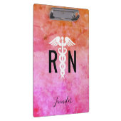 登録ナースカデュースピンクオレンジ水彩 クリップボード (右)