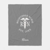 登録ナースカドゥセスグレー研究名 フリースブランケット (正面)