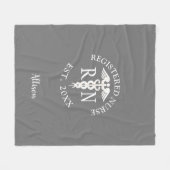 登録ナースカドゥセスグレー研究名 フリースブランケット (正面(横))