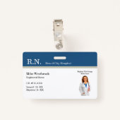 登録ナーススタッフの写真IDバッジテンプレート バッジ (裏面クリップ)