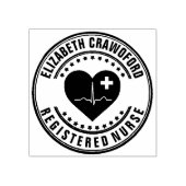 登録ナーススタンプハートECGお客様の名前 ラバースタンプ (インプリント)