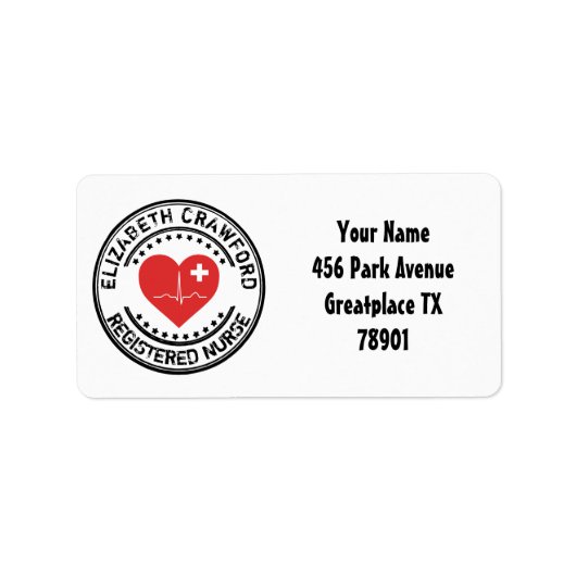 登録ナーススタンプハートECGお客様の名前 ラベル (正面)