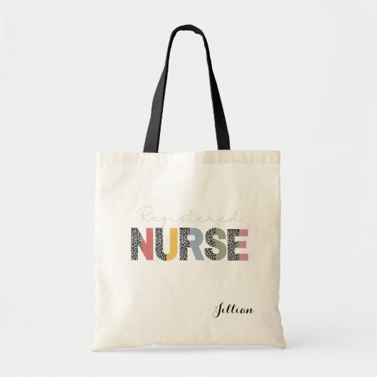 登録ナーススプリットLeopard パーソナライズされた Print トートバッグ (正面)