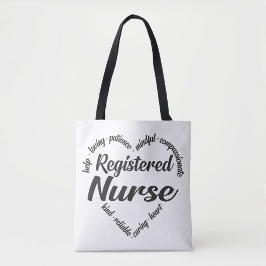 登録ナースハートWordクラウド トートバッグ (正面)
