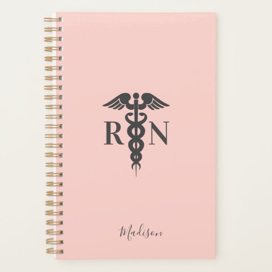 登録ナースパーソナライズされた赤面Pink Medical プランナー手帳 (正面)