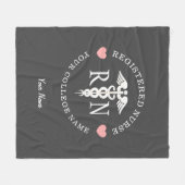 登録ナースピンクハート医用パーソナライズされた フリースブランケット (正面(横))