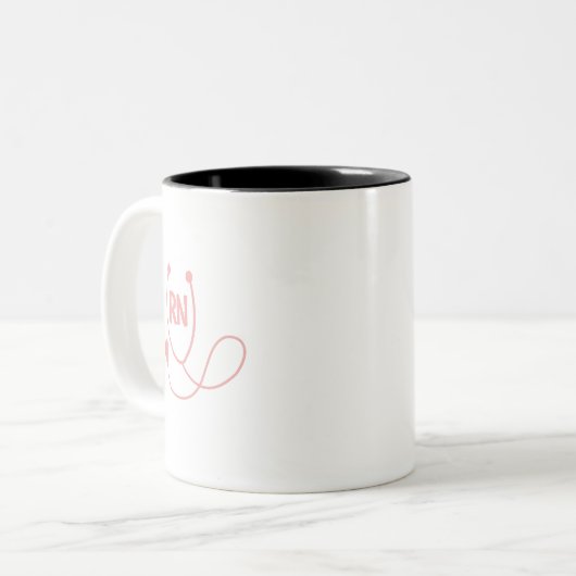 登録ナースピンク聴診器の贈答品 ツートーンマグカップ (正面左)