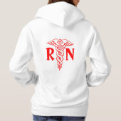 登録ナースフード付 | RN with caduceus logo パーカ (裏面)