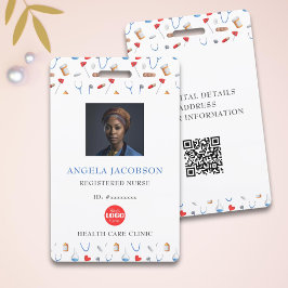 登録ナースヘルスケアロゴパターンQR バッジ