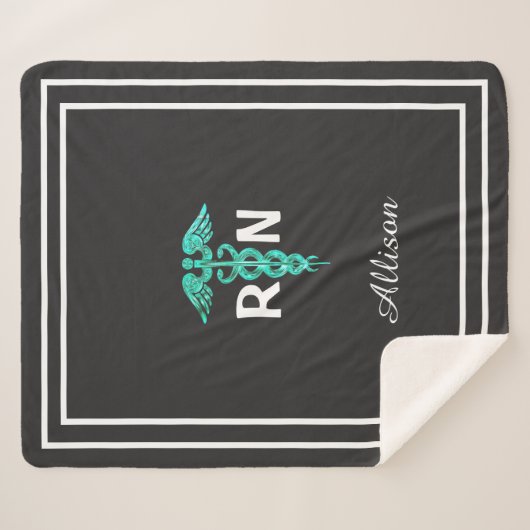 登録ナースメディカルカドゥセウスターコイズカスタム シェルパブランケット (正面(横))