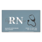登録ナースモダンブルー聴診器 マグネット名刺 (正面)