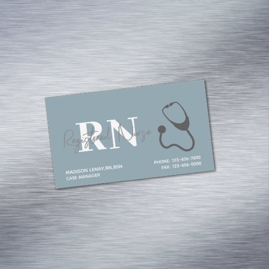 登録ナースモダンブルー聴診器 マグネット名刺 (インサイチュ)