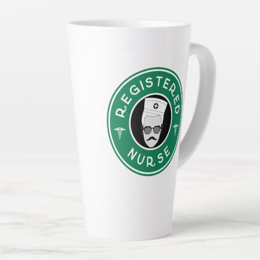 登録ナースロゴバッジデザイン カフェラテマグ (右アングル)