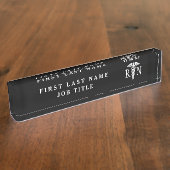 登録ナース医療カデュセス白黒 デスクネームプレート (側面)