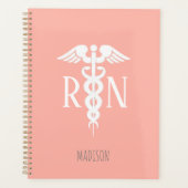 登録ナース医療サンゴパーソナライズされたピンク プランナー手帳 (正面)