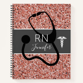 登録ナース医療バラ金ゴールドグリッター名 ノートブック