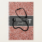 登録ナース医療ピンクグリッターパーソナライズされた プランナー手帳 (正面)