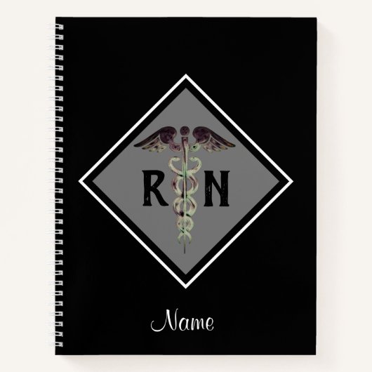 登録ナース医療白黒パーソナライズされた ノートブック (正面)