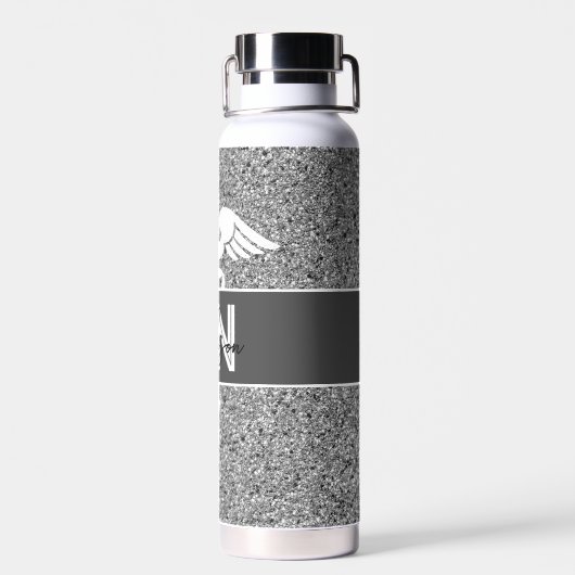 登録ナース卒業パーソナライズされた銀 ウォーターボトル (背面)