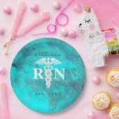 登録ナース卒業パーティティール（緑がかった色）大理石 ペーパープレート (パーティー)