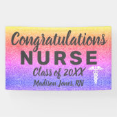 登録ナース卒業レインボーグリッターカスタム 横断幕 (横)