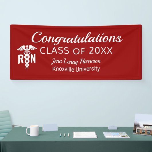 登録ナース卒業医療赤カスタム 横断幕 (トレードショー)