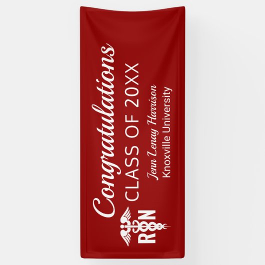 登録ナース卒業医療赤カスタム 横断幕 (縦)