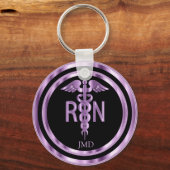 登録ナース用モノグラム金属紫 キーホルダー (正面)
