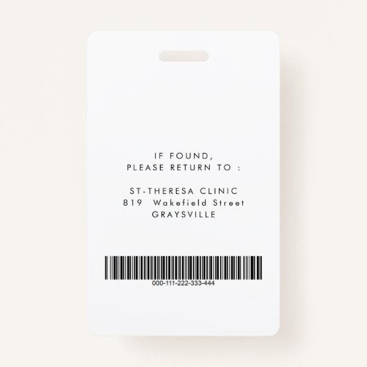 登録ナース病院従業員名タグ写真 バッジ (裏面)