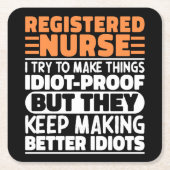 登録ナース私は物事をことわざするおもしろい スクエアペーパーコースター (正面)