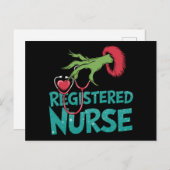 登録ナース聴診器サンタ小妖精や小人クリスマス シーズンポストカード (正面/裏面)