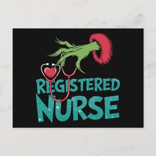 登録ナース聴診器サンタ小妖精や小人クリスマス シーズンポストカード (正面)