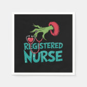 登録ナース聴診器サンタ小妖精や小人クリスマス スタンダードカクテルナプキン (正面)